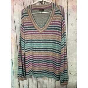 Lane Bryant Colorful Striped V-Neck Sweater